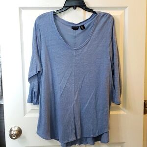Tahari Linen Woman's Plus V Neck Tunic Tee. 1x
